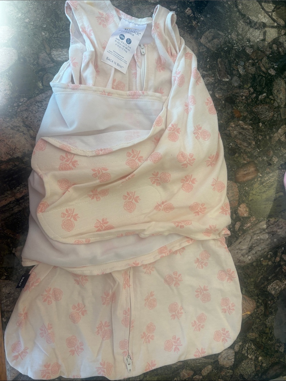 Halo White and Pink Floral Zip-Front Sleep Sack